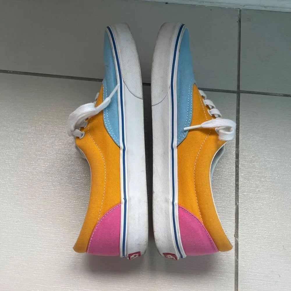 Vans Blue, Yellow, and Pink Low-Top Sneakers